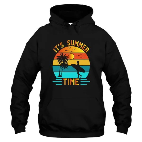 It's Summer Time Surfing Hoodie -  Black