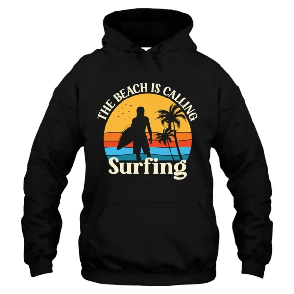 The Beach Is Calling Surfing Hoodie - Black