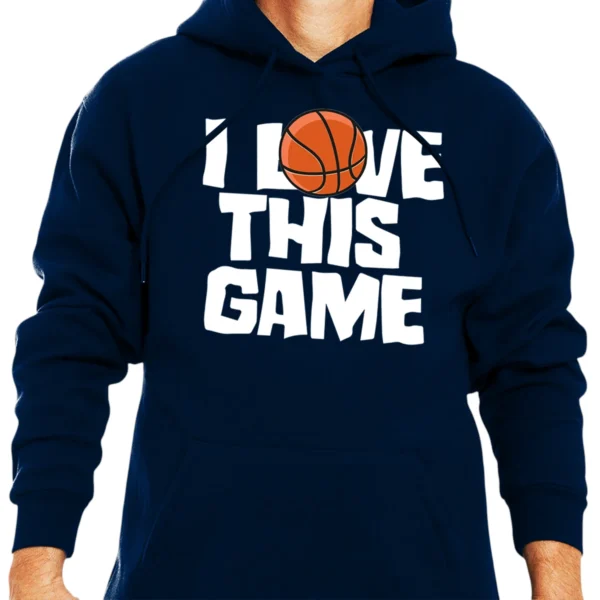 I Love This Game Baseketball Hoodie - Navy
