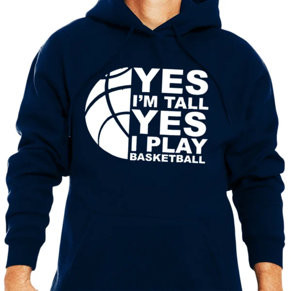 Yes I’m Tall Yes I Play Baseketball Hoodie - Navy