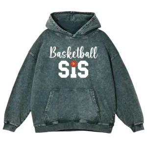 Basketball Sis Washed Pullover Hoodie