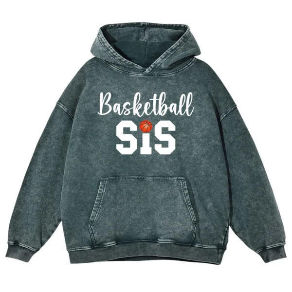 Basketball Sis Washed Pullover Hoodie