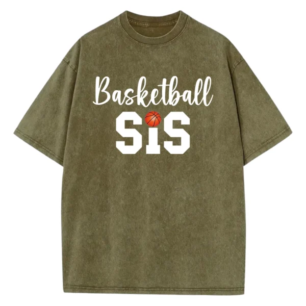 Basketball Sis Washed Tshirts