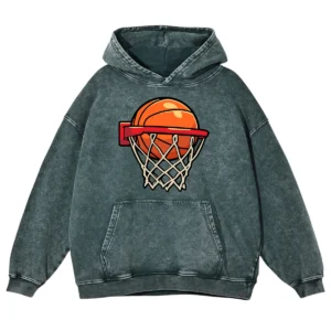 I Love Play Basketball Washed Pullover Hoodie
