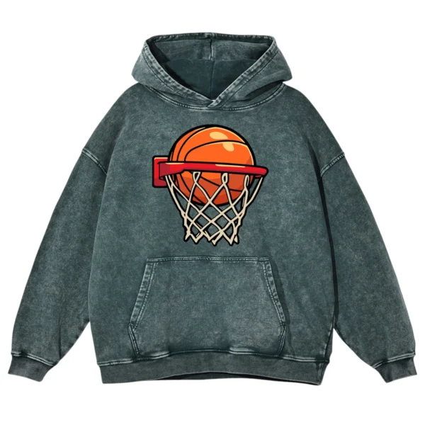 I Love Play Basketball Washed Pullover Hoodie
