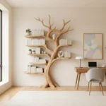 Carved Tree Branch Bookshelf, Handmade Shelf, Rustic Decor