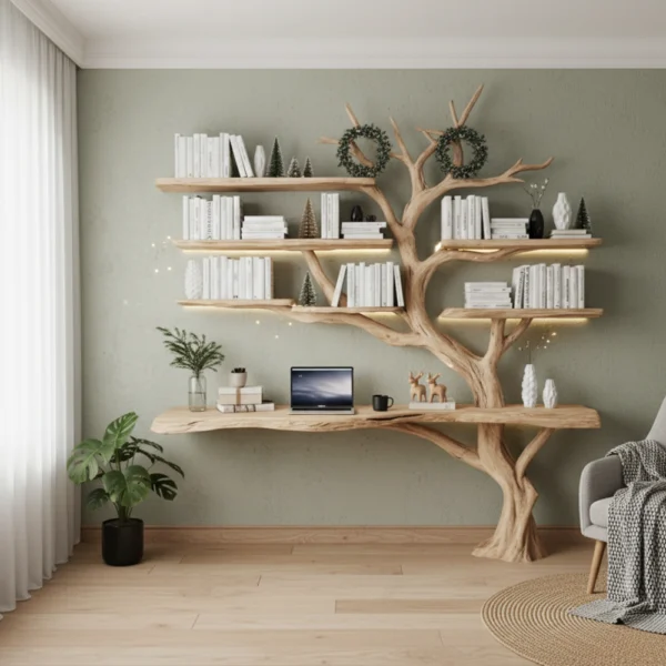 Handcrafted Tree Branch Bookshelf - Rustic Bookcase for Home Decor