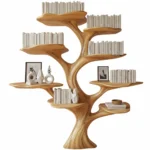 Handcrafted Tree Branch Bookshelf - Solid Wood Wall-Mounted Art Shelf Handmade Furniture