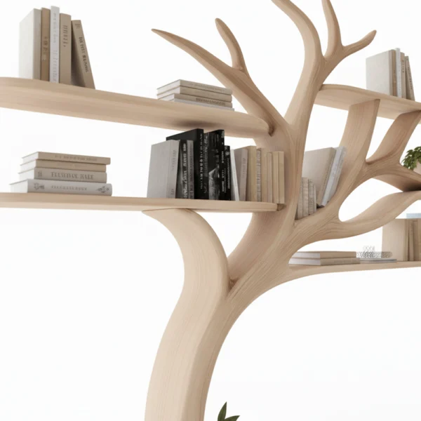 Handcrafted Tree TV Stand and Bookshelf