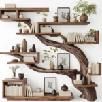 Rustic Christmas Tree Bookshelf - Handcrafted Solid Wood Wall Display