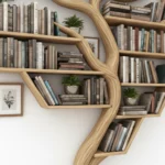 Rustic Tree Bookshelf - Handcrafted Solid Wood Wall-Mounted Display