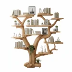 Wall-Mounted Tree Bookshelf - Handcrafted Vertical Wooden Bookcase Unique Modern Home Decor Gift