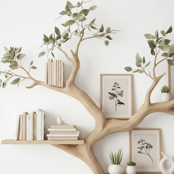 Wooden Bookcase Tree Bookshelf - Book Shelf Handmade Furniture