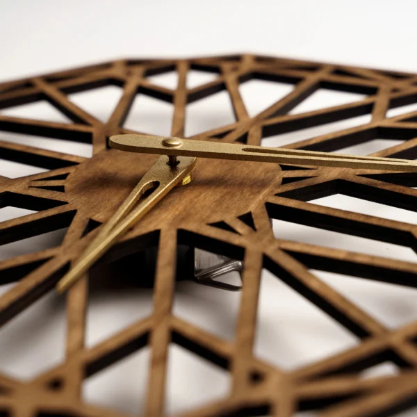 Geometric Polygon Wooden Wall Clock - Modern Abstract Art