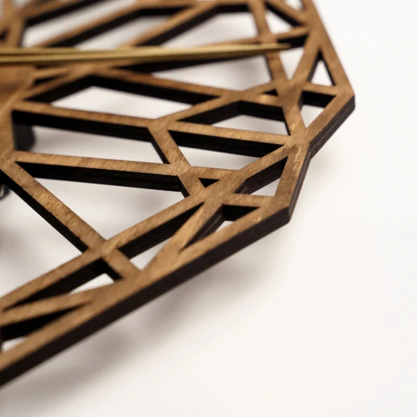 Geometric Polygon Wooden Wall Clock - Modern Abstract Art
