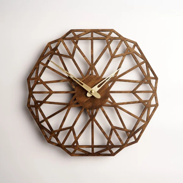 Geometric Polygon Wooden Wall Clock - Modern Abstract Art