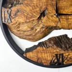 Handcrafted Live Edge Olive Wood & Industrial Metal Clock