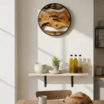 Handcrafted Live Edge Olive Wood & Metal Statement Clock