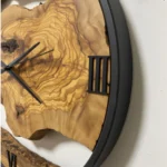 Handcrafted Live Edge Olive Wood & Metal Statement Clock