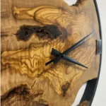 Handcrafted Live Edge Olive Wood & Metal Statement Clock