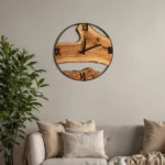 Handcrafted Live Edge Olive Wood Wall Clock - Rustic Wall Decor