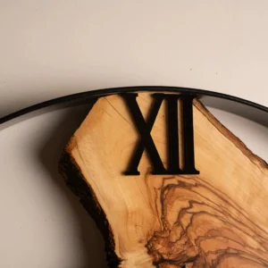 Handcrafted Live Edge Olive Wood Wall Clock – Rustic Wall Decor2