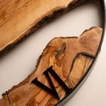 Handcrafted Live Edge Olive Wood Wall Clock - Rustic Wall Decor