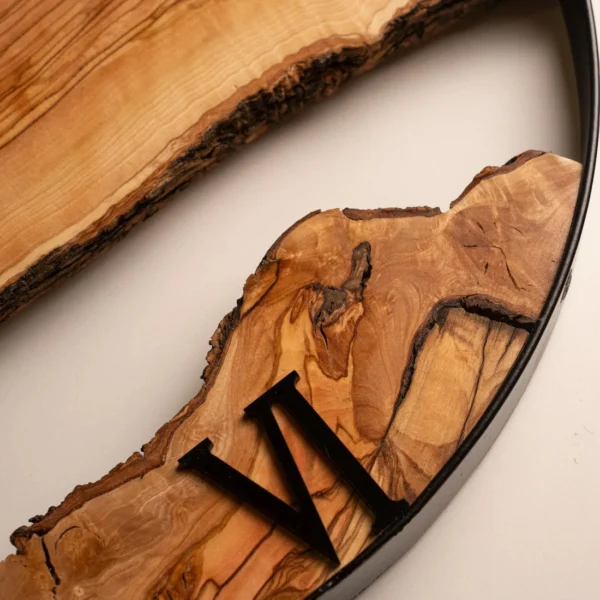 Handcrafted Live Edge Olive Wood Wall Clock - Rustic Wall Decor