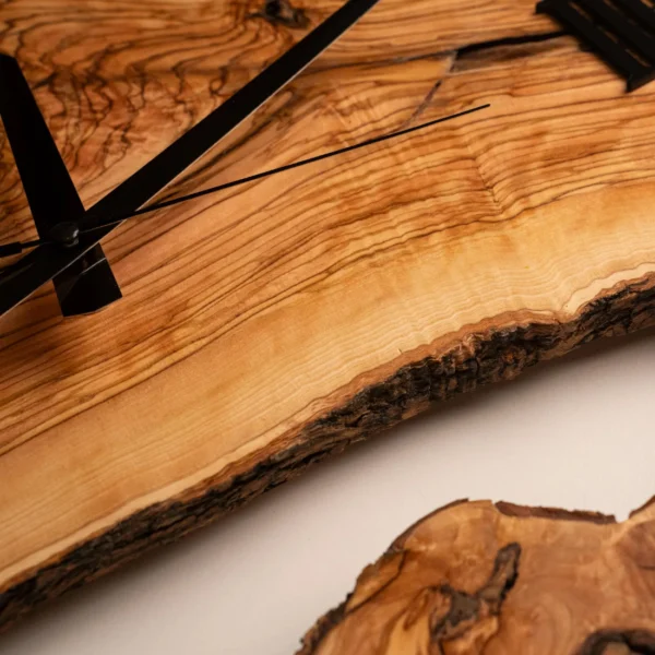 Handcrafted Live Edge Olive Wood Wall Clock - Rustic Wall Decor