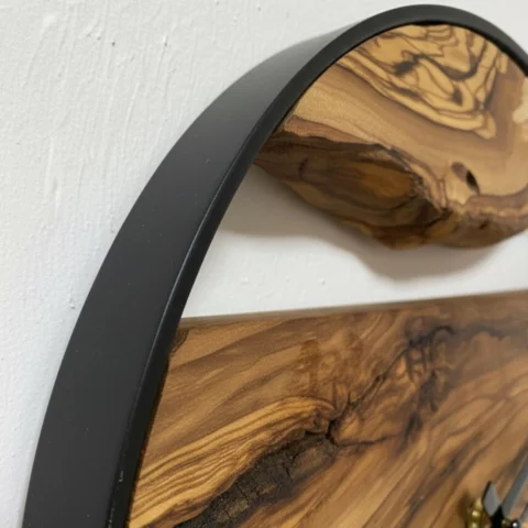 Handmade Natural Live Edge Olive Wood Art Clock2