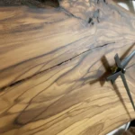 Handmade Natural Live Edge Olive Wood Art Clock