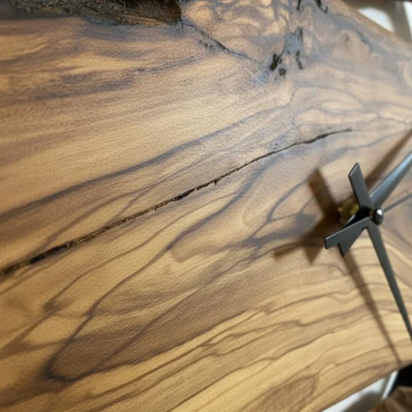 Handmade Natural Live Edge Olive Wood Art Clock