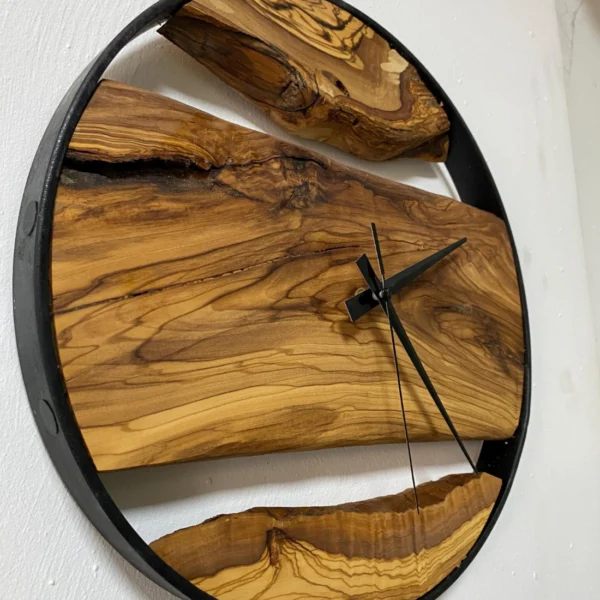 Handmade Natural Live Edge Olive Wood Art Clock