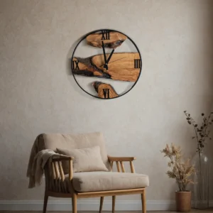 Handmade Olive Wood Live Edge Wall Clock