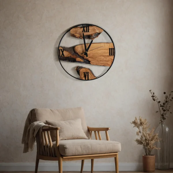 Handmade Olive Wood Live Edge Wall Clock