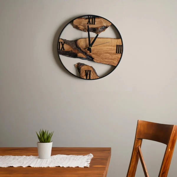 Handmade Olive Wood Live Edge Wall Clock