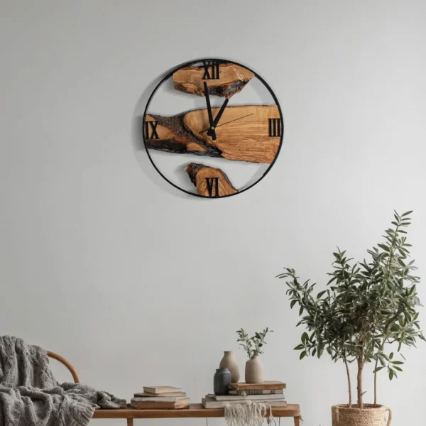 Handmade Olive Wood Live Edge Wall Clock