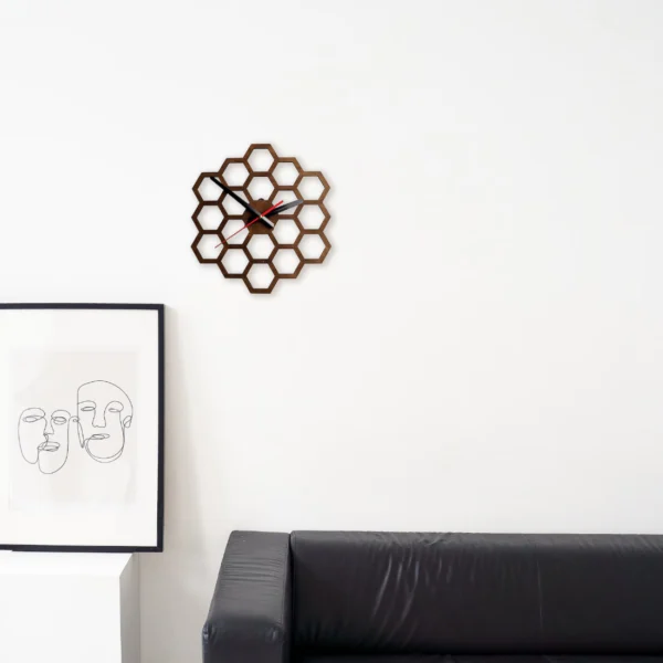 Hexagonal Honeycomb Wooden Wall Clock