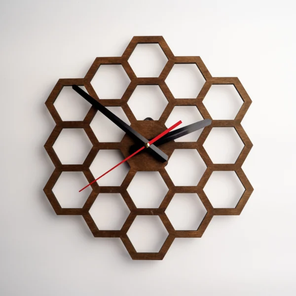 Hexagonal Honeycomb Wooden Wall Clock