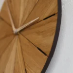 Modern Oak Wood Wall Clock - Geometric Wood Art