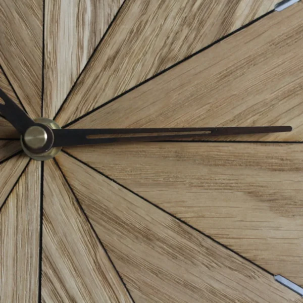 Modern Oak Wood Wall Clock - Geometric Wood Art