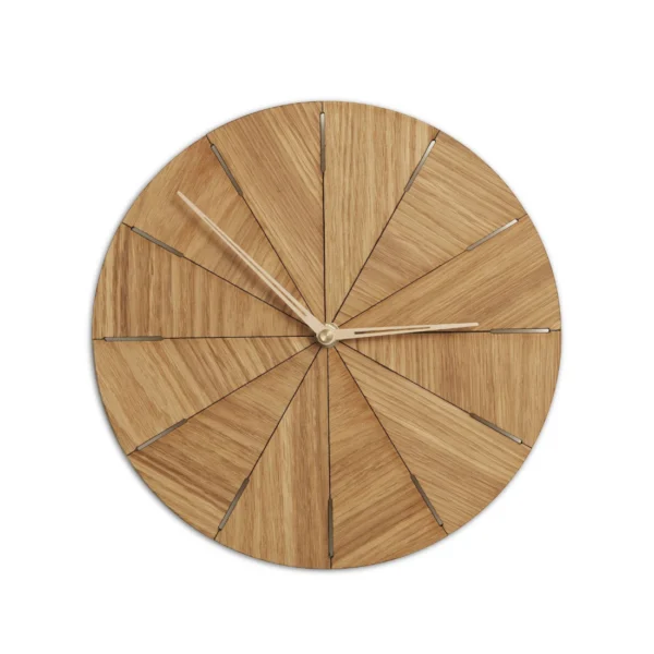Modern Oak Wood Wall Clock - Geometric Wood Art