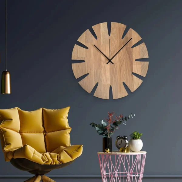 Monstera Leaf Silent Oak Wall Clock – Natural Artistry