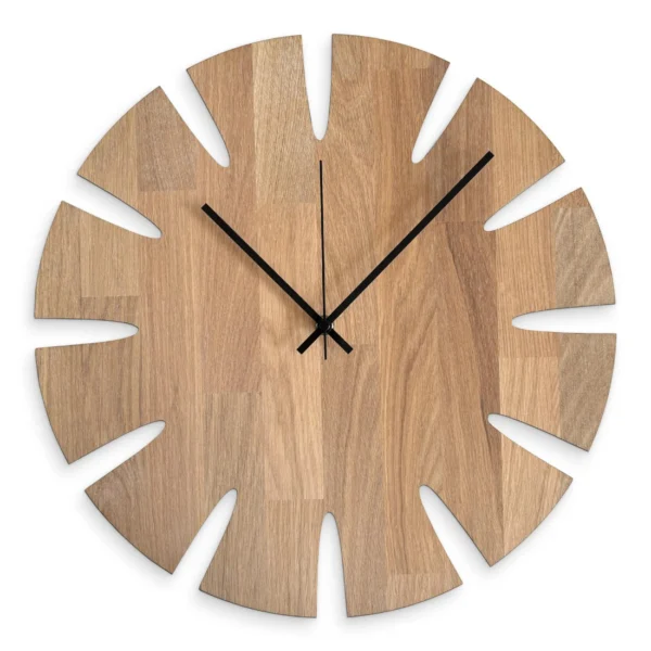 Monstera Leaf Silent Oak Wall Clock – Natural Artistry