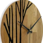 Oak Wood Wall Clock with Tree Design and Silent Mechanism