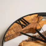 Rustic Live Edge Wall Clock – Olive Wood and Metal Frame for Timeless Wooden Wall Art