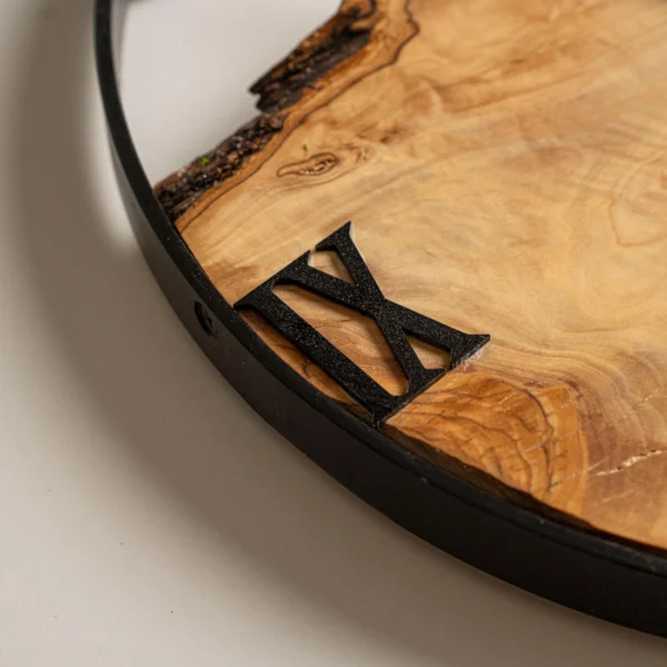 Rustic Live Edge Wall Clock – Olive Wood and Metal Frame for Timeless Wooden Wall Art