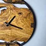 Rustic Wooden Wall Clock – Olive Wood & Metal Frame
