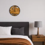 Rustic Wooden Wall Clock – Olive Wood & Metal Frame
