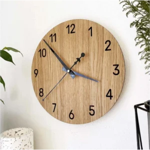 Silent Modern Oak Wooden Wall Clock - Handcrafted Elegance